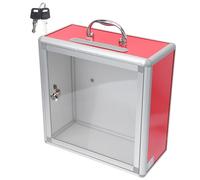 ORFOFE Contenitore per raccolta consigli e lotterie in lega di alluminio rosso con design trasparente, set da 1 pezzo
