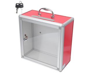 ORFOFE Contenitore per raccolta consigli e lotterie in lega di alluminio rosso con design trasparente, set da 1 pezzo