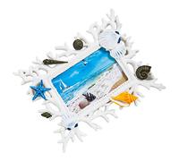 ORFOFE Cornice Fotografica Resina Con Conchiglie Stile Mediterraneo Per Decorazione Nuziale e Casa Cornice Da Tavolo Unica Per Amanti Del Mare e Della
