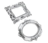 ORFOFE Cornici Piccole in Plastica Argento Vintage per Foto 2 Pezzi Portafoto Multiplo Elegante Accessori per Shooting per Gioielli e Scrivania e Decorazione Casa Ufficio