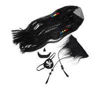 ORFOFE Costume Pirata Halloween con Parrucca Barba Finta e Toppa Occhio Reutilizzabile Accessori Cosplay per Feste Tema Realistico e Facile da Indossare