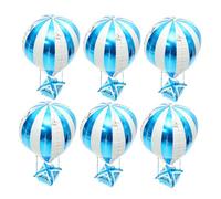 ORFOFE Decorazioni Mongolfiera 4d in Palloncino di Alluminio Blu, Set 6 Pezzi, Effetto Tridimensionale per Feste di Compleanno e Shower, Ornamento Murale e Centrotavola per Eventi