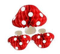 ORFOFE Decorazioni per Feste a Forma di Fungo 3 Pezzi Palloncini a Nido D’Ape di Carta Centrotavola da Tavolo per Matrimoni e Natale Ornamenti da Giardino e Festa a Tema Favola