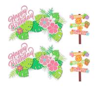 ORFOFE Decorazioni per Torte di Compleanno Hawaiane 4 Pezzi, Inserti per Torta Stile Foresta Pluviale Tropicale, Accessori Decorativi Leggeri e Compatti per Festa a Tema
