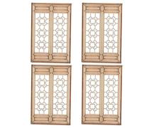 ORFOFE Finestre in Legno in Miniatura per Case delle Bambole, Set da 4 Pezzi Stile Architettura Cinese, Accessori Fai da Te per Decorazione e Modellismo Paesaggistico