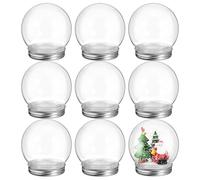 ORFOFE Kit 9 Pezzi Sfere di Neve Trasparenti in Plastica da 270 Ml Tappo a Vite, Accessori per Globo di Neve Fai da Te, Set Creativo per Decorazioni Natalizie e Regali e Adulti