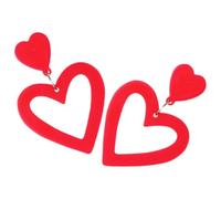 ORFOFE Orecchini Pendenti a Cuore in Acrilico Leggero Design Traforato a Goccia Grande Accessori Moda Donna per Occasioni Formali e Informali Colore Rosso Vivace