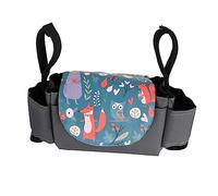 ORFOFE Organizer Per Passeggini Multifunzionale Borsa Portaoggetti Per Pannolini e Bottiglie Compatibile Con Passeggini Design Animali Della Foresta Accessorio Pratico Per Genitori