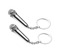 ORFOFE Portachiavi Microfono 2 Pezzi in Metallo Argento Ciondolo Chiave Musicale Compatto per Decorazione Chiavi e Accessori da Appendere a Borsa