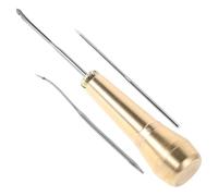 ORFOFE Punteruolo Cucito con Manico in Rame per Riparazione Scarpe e Pelle Ago Cuoio Manuale Multifunzionale per Cucitura Mano Strumento Resistente e Preciso per Te