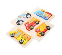 ORFOFE Puzzle 3d in Legno per 1-3 Anni, Set 5 Pezzi Veicoli dei Cartoni Animati, Giocattolo Educativo per Sviluppare Capacità Cognitive e Coordinazione Occhio-mano