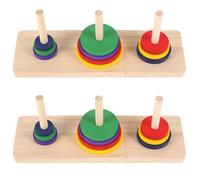 ORFOFE Puzzle Torre di Hanoi in Legno Colorato 2 Pezzi Rompicapo Intellettuale per Adulti e Gioco di Impilamento per Sviluppo Cognitivo e Intrattenimento Familiare