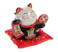 ORFOFE Salvadanaio Gatto della Fortuna in Materiale Invetriato Nero Decorativo Contenitore Soldi Carino e Stabile Regalo Compleanno Natale per Tutti