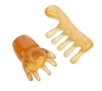 ORFOFE Set 2 Pezzi Pettine Gua Sha Per Cuoio Capelluto in Resina Di Cera D’api, Massaggiatore Testa Portatile Per Stimolare La Circolazione e Alleviare Mal Di Testa