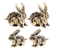 ORFOFE Set 4 Ciondoli Portachiavi Coniglio in Ottone Pieno, Ornamenti da Appendere Decorativi Statuina Coniglio Vintage, Accessori Creativi per Chiavi e Decorazioni Casa