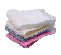 ORFOFE Set 4 Pezzi Asciugamani Bagno Miniatura per Casa delle Bambole, Accessori Decorativi Miniatura per Mini Ambienti, Colori Assortiti Bianco Beige Rosa Blu, Ornamento Compatto