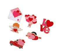 ORFOFE Set 6 Spille San in Lega a Forma di Cuore, Freccia di Cupido e Angelo, Spille Smaltate Multi-stile per Donne, Accessori per Abiti, Borse e Cappelli per Anniversari e Festa