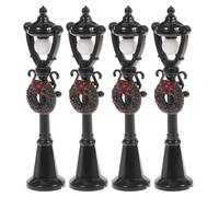 ORFOFE Set da 4 Mini Lampioni in ABS Neri per Casa delle Bambole Decorazione Luminosa per Micro Paesaggi e Spazi Verdi Fai da Te Riproduzione Realistica e Compatta per Scenari Natalizi