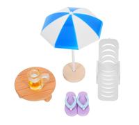 ORFOFE Set da 5 Decorazioni Micro Paesaggio Spiaggia in Resina Sedia da Spiaggia e Ombrellone in Miniatura per Casa delle Bambole Accessori Decorativi per Scene di Giardino delle Fate