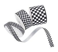 ORFOFE Set di 3 Pezzi di Nastro a Quadretti Bianco e Nero in Poliestere, Elegante e Resistente allo Sbiadimento, per Progetti Fai-da-te e Confezioni Regalo Raffinate