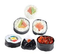 ORFOFE Set di 6 Riproduzioni di Sushi in PVC Resistente Riso Realistico e Superficie Liscia Decorazione per Negozi di Sushi Esposizione Alimentare e Oggetti di Scena per Foto