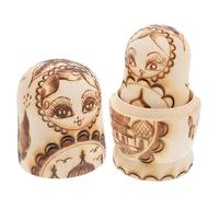 ORFOFE Set di Bambole Matrioska Russe in Legno a 5 Strati Pirografia a Rilievo Motivo Aquila Bicipite Regalo in Legno Non Verniciato per Decorazione Casa e Gioco Fai da Te