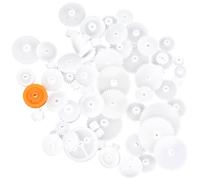 ORFOFE Set Ingranaggi Plastica 64 Pezzi Corona Dentata, Vite Senza Fine e Pulegge, per Modellismo Meccanico Fai da Te e Riparazione Giocattoli, Componenti Durevoli per Progettazione