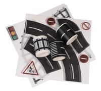 ORFOFE Set Nastro Adesivo Stradale e Ferroviario Fai da Te per, 7 Pezzi 3 Pezzi di Strade e 2 Curve, Adesivi Rimovibili per Giochi Didattici e Modellini Treni