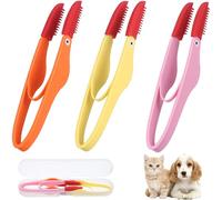 ORFOFE Spazzola per Animali Domestici 3 Unitá per Rimuovere Macchie di Lacrime Cani e Conigli Comoda e Portatile in Silicone Pp Scatola per Uso Domestico Viaggio