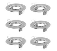 ORFOFE Supporto per Lampade Mr16 Gu10 in Ferro Argento, 6 Pezzi, Struttura Girevole Multiangolare, Compatibile per Retrofit in Ufficio Moderno Minimalista