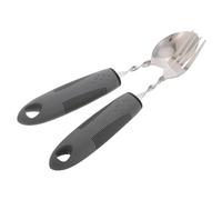 ORFOFE Utensili Manico Rinforzato Cucchiaio Anti-tremore e Forchetta Appesantite Stoviglie per Anziani e Pazienti Debolezza Set di Posate Adattabili in Acciaio Inox Impugnatura