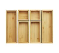ORGA-BOX BAMBUS scatola portaoggetti Set di 6 pezzi (oliato, 3 misure 85/171/257 x 85 x 50 mm) Organizzatore impilabile per cassetti di cucina, bagno e ufficio