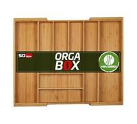 ORGA-BOX UNIVERSAL Portaposate in bambù regolabile per cassetti di larghezza 400-600 mm fino a 8 scomparti per cassetti di profondità 473 mm (Dimensione interna)