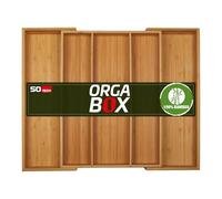 ORGA-BOX UNIVERSAL Portaposate in bambù regolabile per larghezza cassetto 400-600 mm fino a 5 scomparti per profondità cassetto 473 mm (Dimensione interna)