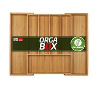 ORGA-BOX UNIVERSAL Portaposate in bambù regolabile per larghezza cassetto 400-600 mm fino a 7 scomparti per profondità cassetto 473 mm (Dimensione interna)
