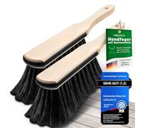 ORGAFLIX 2 spazzole per capelli di cavallo di alta qualità con protezione dei bordi, extra antipolvere grazie alla miscela di peli di cavallo, scopa a mano senza scopa, spazzola per capelli rossi