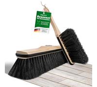 ORGAFLIX Scopa di alta qualità con manico, scopa a mano, protezione dei bordi, pelo di cavallo, extra resistente alla polvere grazie alla miscela di capelli di cavallo, scopa per interni, scopa con