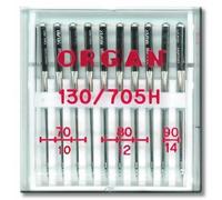 Organ, aghi universali per macchina da cucire, in pelle, elasticizzato, Microtex Quilting Embroidery 130/705 H (ago universale, colori assortiti 70-90)
