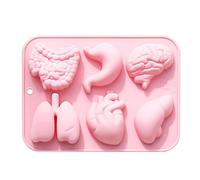 Organ Molds Silicone, Heart Brain Cake Mould, 6-Cavity Halloween Baking Mold for DIY Fondant Chocolate Candy Dessert Pudding