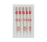 Organ Needles 5120000 aghi per macchina in argento, misura 70/90, 5 count