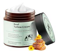 Organic Grass-Fed Tallow (Beef Tallow) & Honey Cream (120g/4.2oz) | Whipped Lightweight Texture for Face & Body | Deep Hydration, Non-Comedogenic Formula