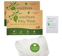 OrganicMom® Confezione doppia 2 x 15 salviette lavabili in bambù, con rete per la biancheria, salviettine umidificate lavabili sostenibili, ricambio per salviettine umidificate usa e getta, in bambù