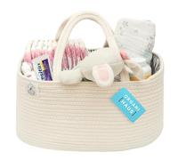 OrganiHaus Cestino Porta Pannolini Fasciatoio | Cesto Prodotti Neonato | Organizer Oggetti Nascita | Bianco