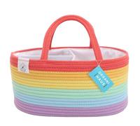 OrganiHaus Cestino Portaoggetti Nursery Arcobaleno in Corda di Cotone, Organizer Giochi e Pannolini con Manici, Pieghevole e Lavabile in Lavatrice, Ideale per Cameretta e Lavanderia