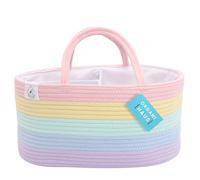 OrganiHaus Cestino Portaoggetti Nursery Arcobaleno Pastello in Corda di Cotone, Organizer Giochi e Pannolini con Manici, Pieghevole e Lavabile in Lavatrice, Ideale per Cameretta e Lavanderia