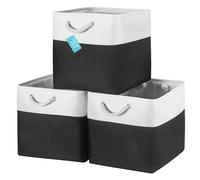 OrganiHaus Set di 3 Cubi Scatole Portaoggetti 33x33, Cestini Portaoggetti in Tessuto con Manici in Corda, Cubi Portaoggetti Pieghevoli per Libreria Kallax, Cestino per la Cameretta. Nero bianco
