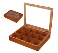 Organisateur À Thé Boîte De Présentation 700g En Bois À 12 Compartiments | Rangement Sachets De Thé Avec Couvercle 700g Transparent Pour Maison Cuisine Bureau Café Tiroir