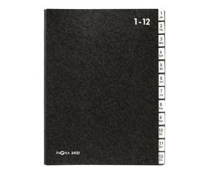 Organiser Folder 1-12 12 Sections Black