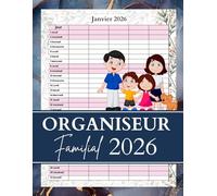 Organiseur Familial 2026: Cinq colonnes Enregistrez les objectifs familiaux pour les 12 prochains mois , allant de janvier à décembre et comprenant les dates de vacances et de célébrations.