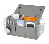Organizador Colgante de Mesita Noche - Bolsa Loňa para la Cama | Bolsillo Multifuncional en Lateral del Lecho | Soporte con Espacio sobre Revistas, Mando, Móvil, ideal para Hogar o Dormitorio